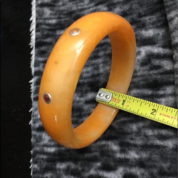 Orange Chalcedony Natural Gem Stone Bangle - Picture 6 of 11